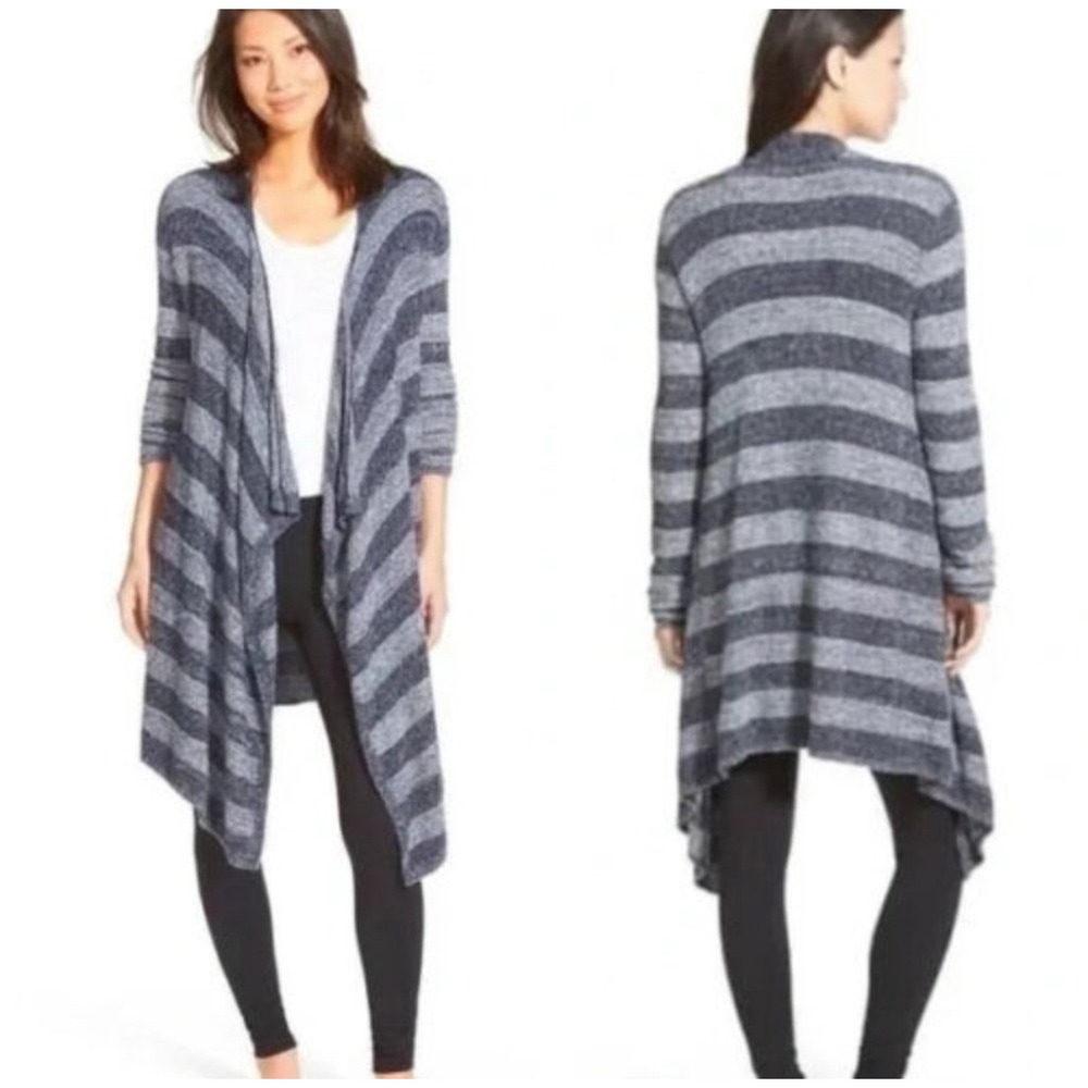 Barefoot Dreams Bamboo Chic Lite Cardigan Cozy Lounge Open Front Striped S/M‎